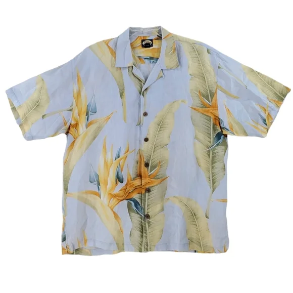 Tommy Bahama Linen Shirt Mens L Floral White Yellow Hawaiian Button Up Relaxed - Picture 9 of 10